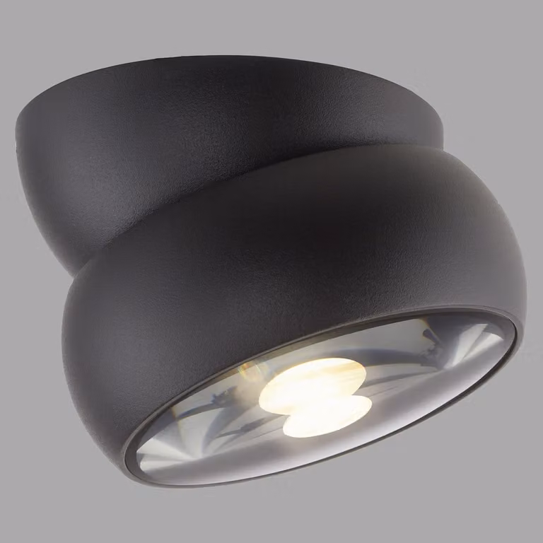 Paul Neuhaus Pure Move Zwarte LED Opbouwspot met Glas en Aluminium, Ø 11 cm