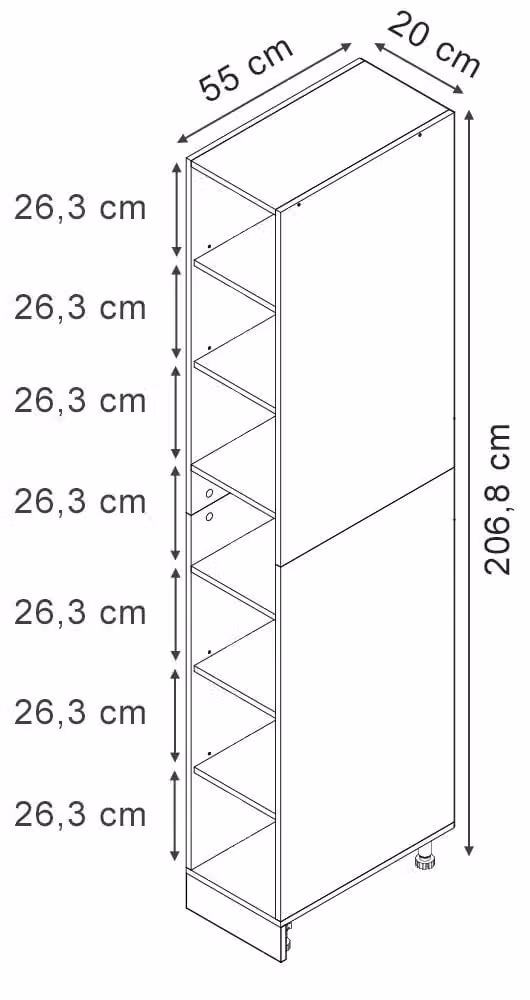 Vicco R-Line Keukenrek Antraciet met 7 vakken, Model 60566