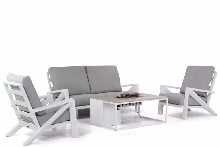 Santika Furniture Santika Cinta 4-delige loungeset met aluminium frame en kussens in grijs of wit