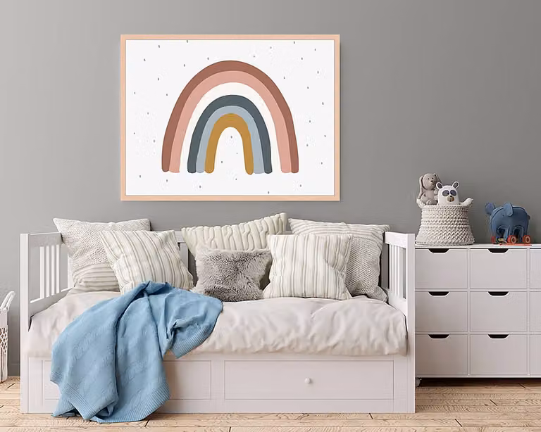 home24 Abstracte Wanddecoratie Pastel Colors Rainbow Multicolour 63 x 83 cm