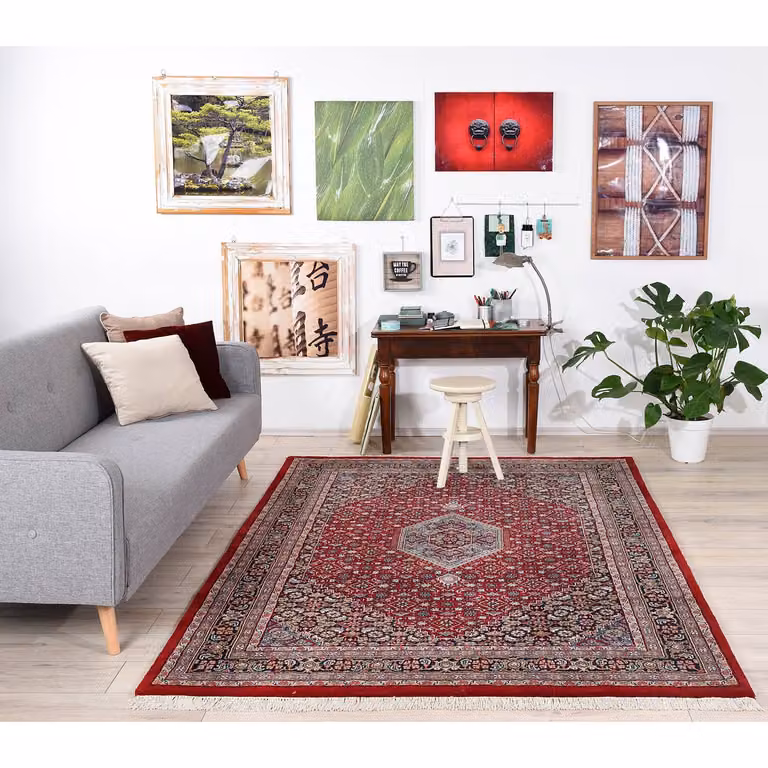 home24 Wollen vloerkleed Benares Bidjar rood Breedte: 170 cm, Diepte: 240 cm