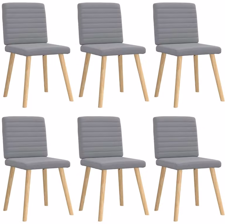 vidaXL Set van 6 Eetkamerstoelen in Lichtgrijs Stof