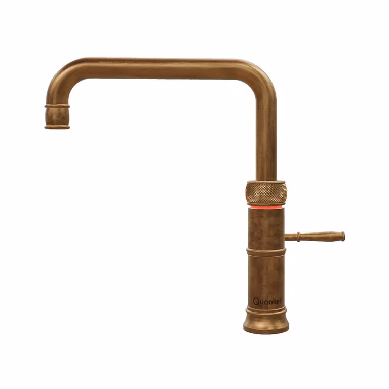 Quooker COMBI+ Classic Fusion Square mengkraan messing patina
