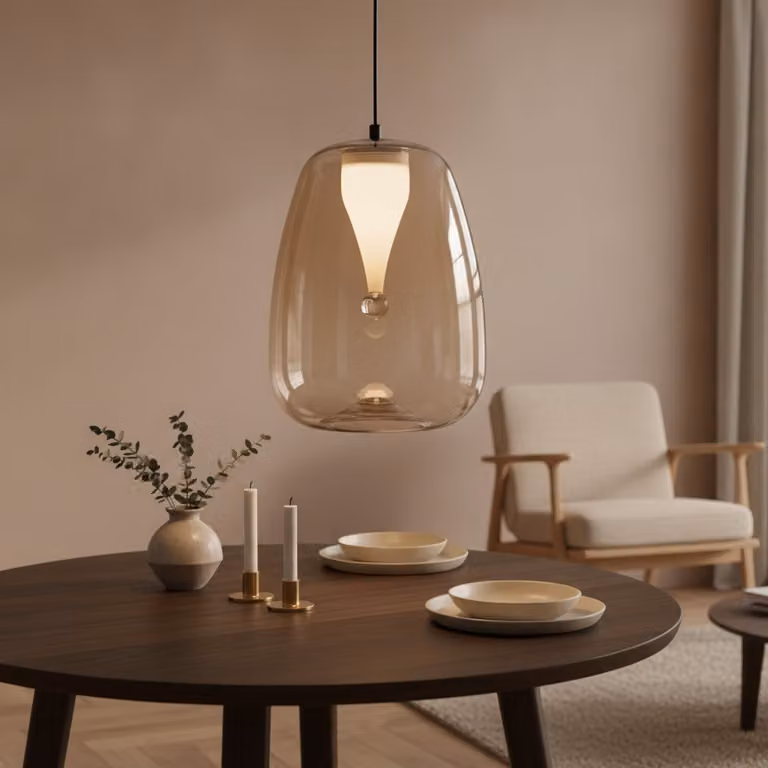 Lyora Design hanglamp Oblo 1-lichts met amber glas en goud/messing of zwart metaal