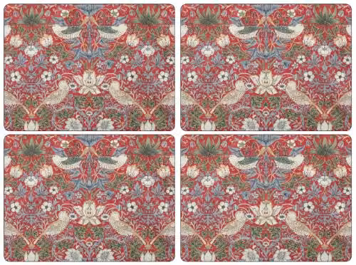 Pimpernel Strawberry Thief placemats Rood 4 stuks B/D: 40 x 30 cm