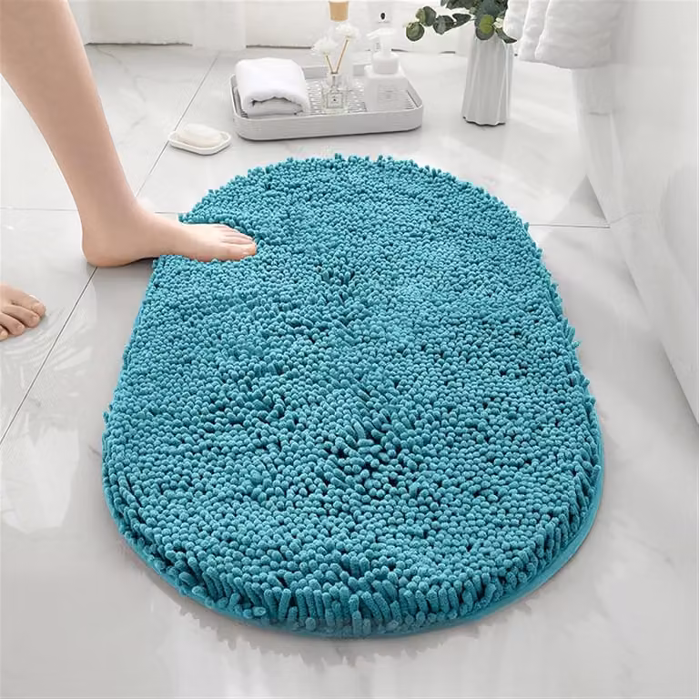 Badmat Chenille Vloermat Badkamer Pauw Blauw 40 x 60 cm