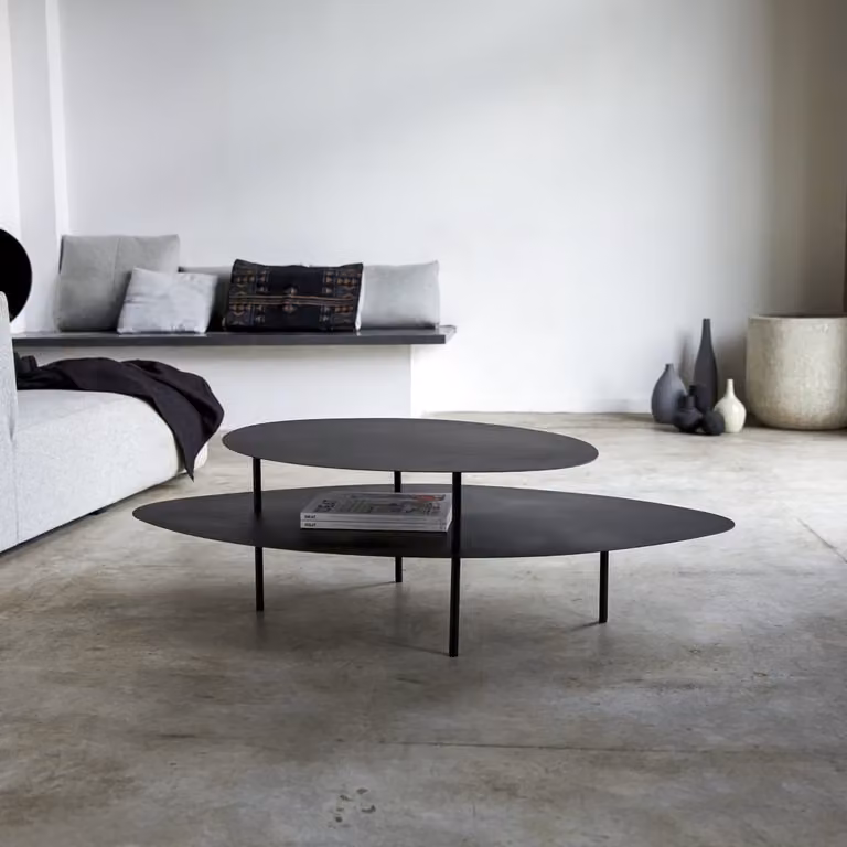 Tikamoon Industrial Salontafel - Zwart - Metaal - B/D/H: 120 x 76,6 x 35 cm
