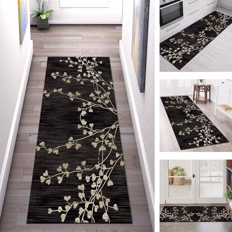 Antislip Tapijtloper voor Gang en Keuken - Zwart Wit - B/D: 70 x 200 cm
