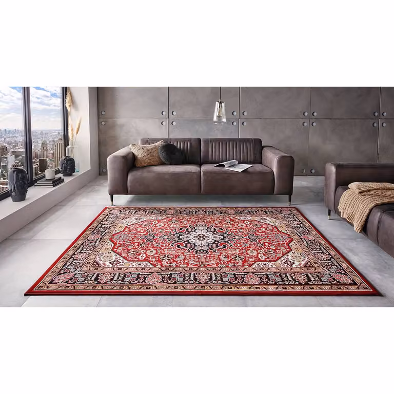 home24 Laagpolig vloerkleed Skazar Isfahan rood/baksteenrood B: 80 cm, L: 250 cm