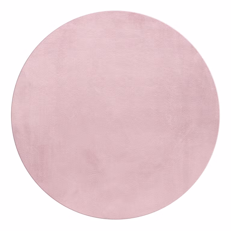 home24 Laagpolig vloerkleed Pouffy rond, roze, Ø 200 cm, polyester