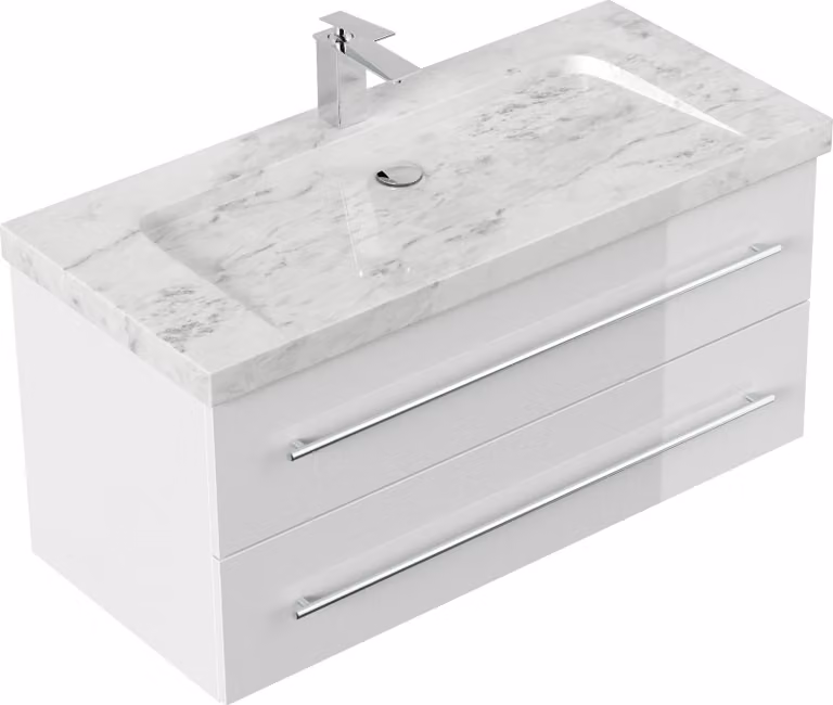 Posseik Badmeubel Yamo met Carrara marmeren wastafel, wit, glanzend