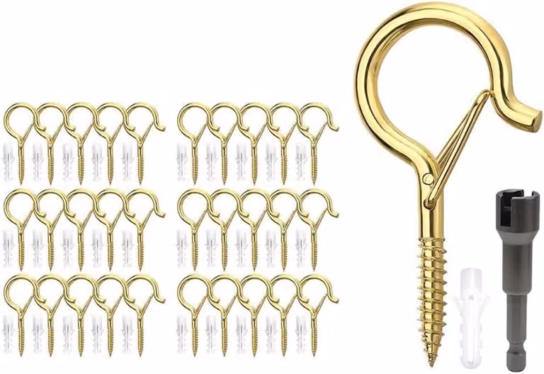 30 stuks Schroefhaken met veiligheidsgesp voor decoratie - Goud
