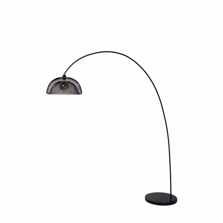 Lucide Mesh booglamp zwart metalen vloerlamp