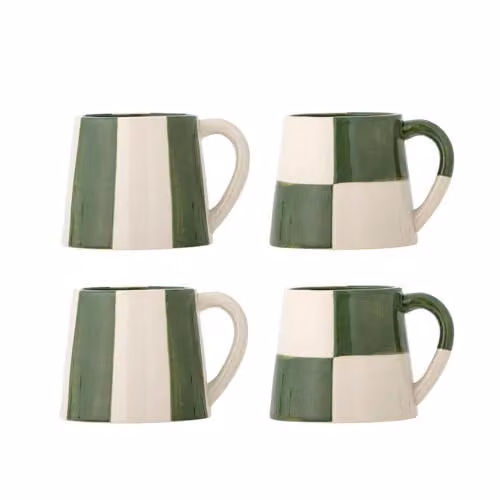 Bloomingville Floki mokken set van 4 in groen en beige van keramiek