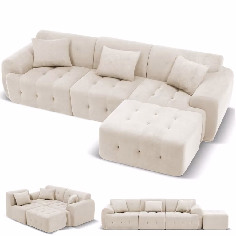 COMHOMA Modulaire Hoekbank met slaapfunctie, L-vormige bank voor de woonkamer, B/D/H: 245 x 60 x 40 cm