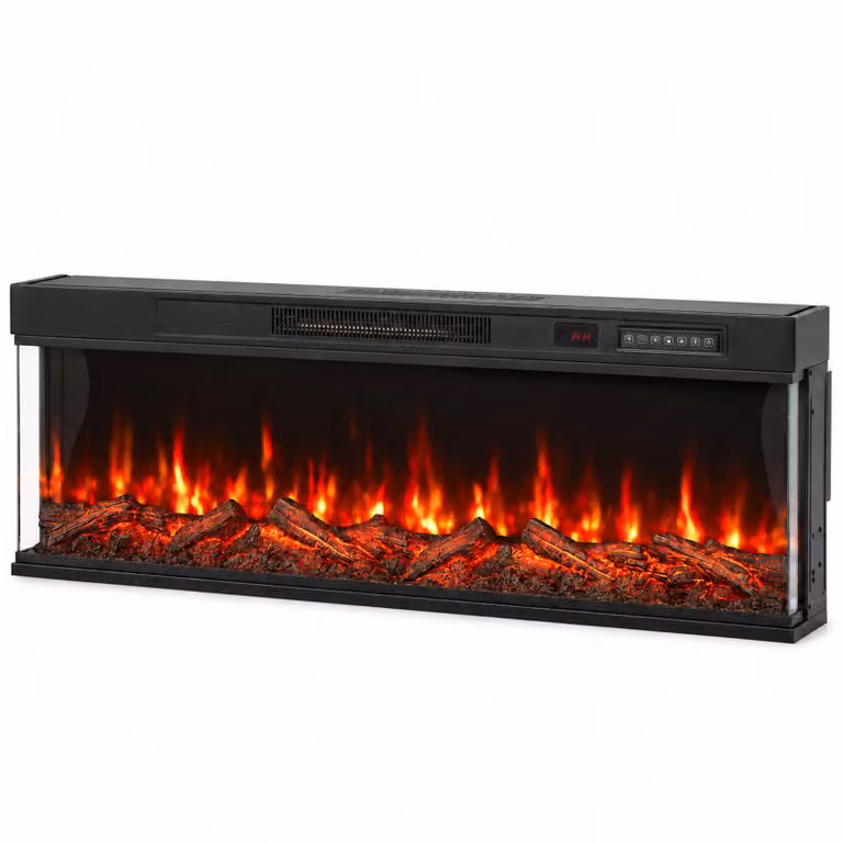 HOMCOM Elektrische wandhaard met verwarming en 12 vlamkleuren en afstandsbediening, 127 cm