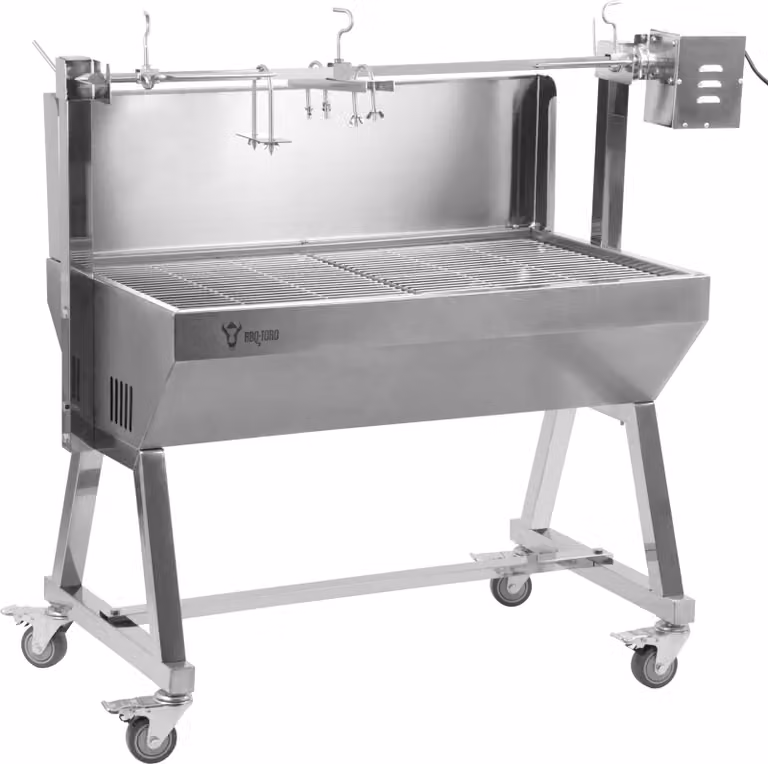 BBQ-Toro Mobiele Roestvrijstalen Charcoal Grill met Motor voor Speenvarkens tot 60 kg