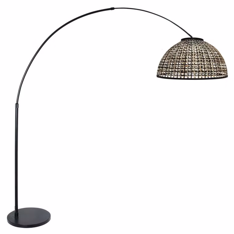 Steinhauer Nox Light Zwarte booglamp met bamboe kap Ø60cm - 4561ZW