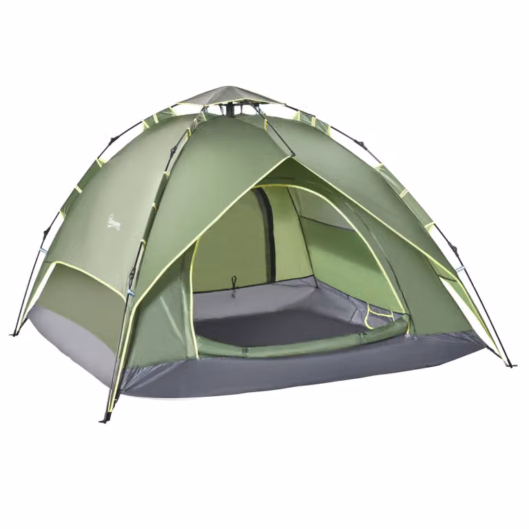 Outsunny Familietent Quick-Up Werptent voor 2-3 Personen, Dubbellaags Waterdicht, Blauw, B/D/H: 200 x 150 x 115 cm