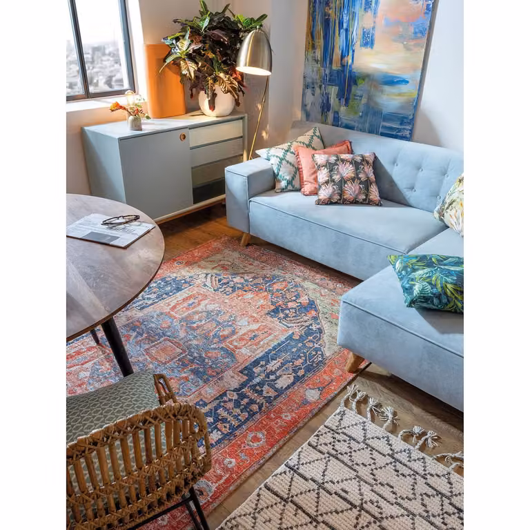 home24 Laagpolig vloerkleed Funky Orient Heriz, Meerkleurig, B: 115 cm, L: 180 cm