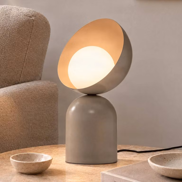 Emibig Lighting Moderne Tafellamp Grijs Metaal en Glas