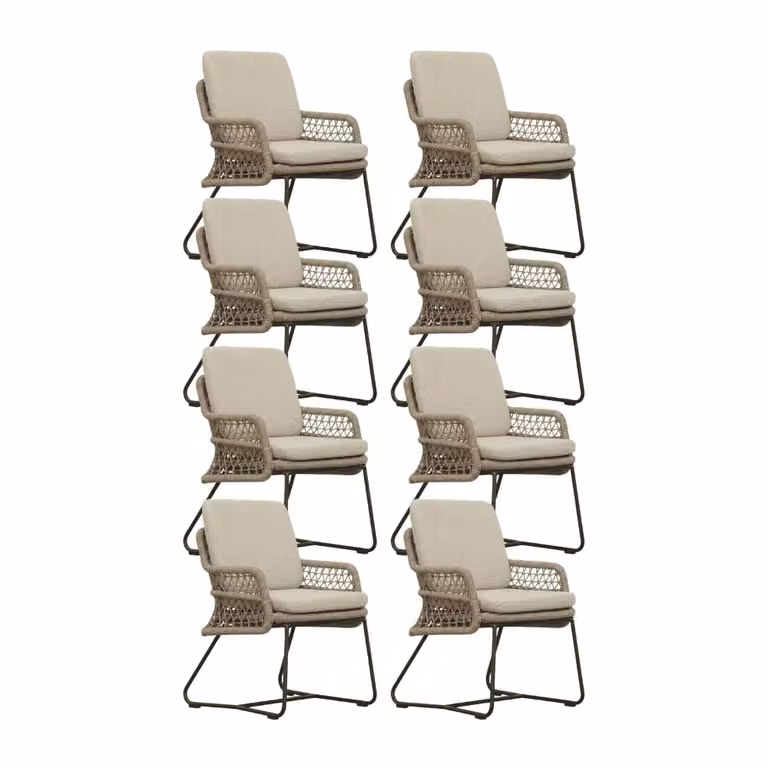 Gianna tuinstoel set van 8 met touw en aluminium in Sahara Dust