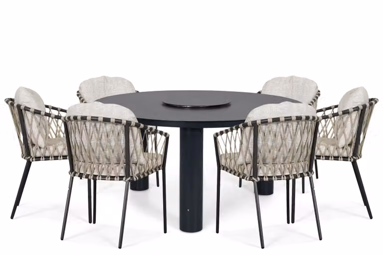 Lifestyle Garden Furniture Morano/Arancia eettafelset voor 7 personen, antraciet en zand, 150 cm