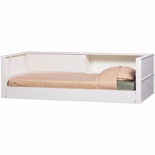 WOOOD Carter Bedbank van massief grenenhout met opbergbox, Wit, B/D/H: 90 x 200 cm