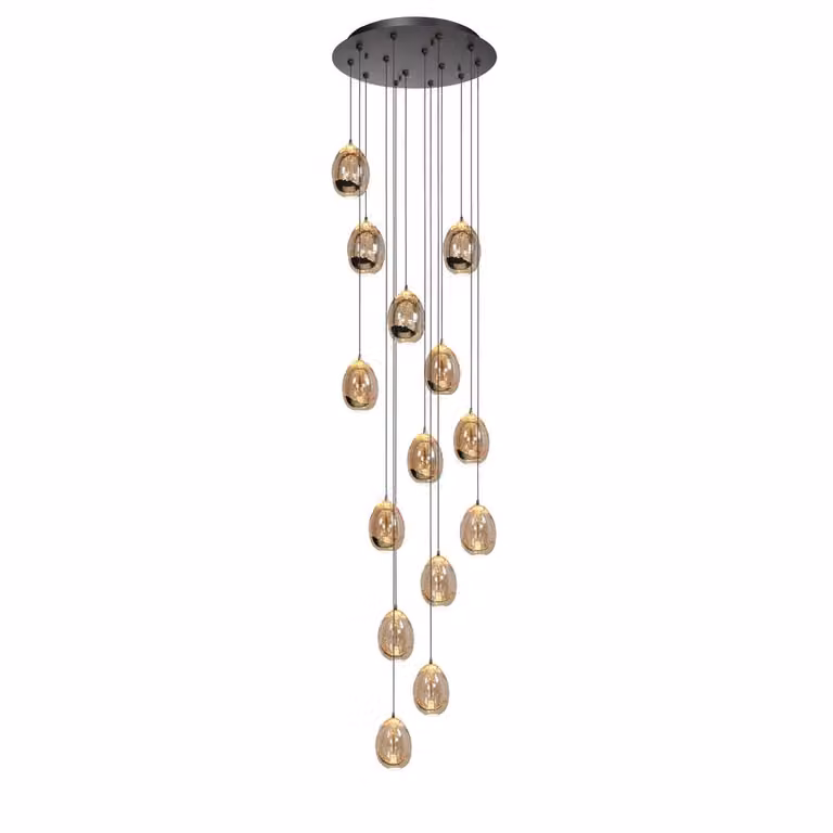 Highlight Golden Egg Hanglamp 14-lichts zwart en amber met diameter: 50 cm