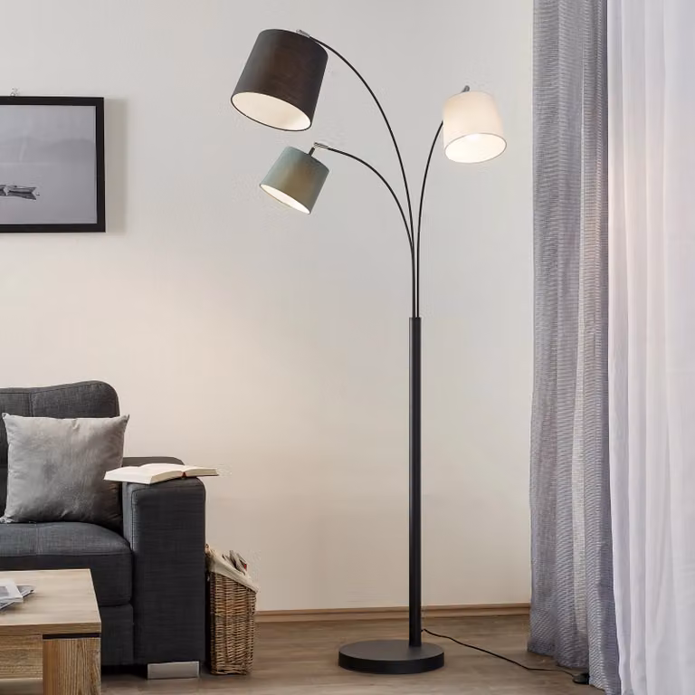 By Rydéns Foggy vloerlamp met 3 lampen, zwart, modern metaal