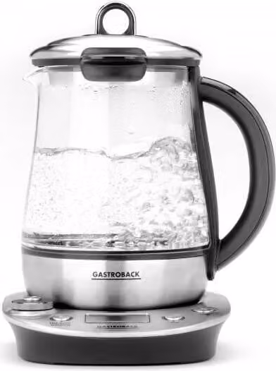 Gastroback Design Tea & More Advanced waterkoker met LCD-display, zilverkleurig, 1,5 liter