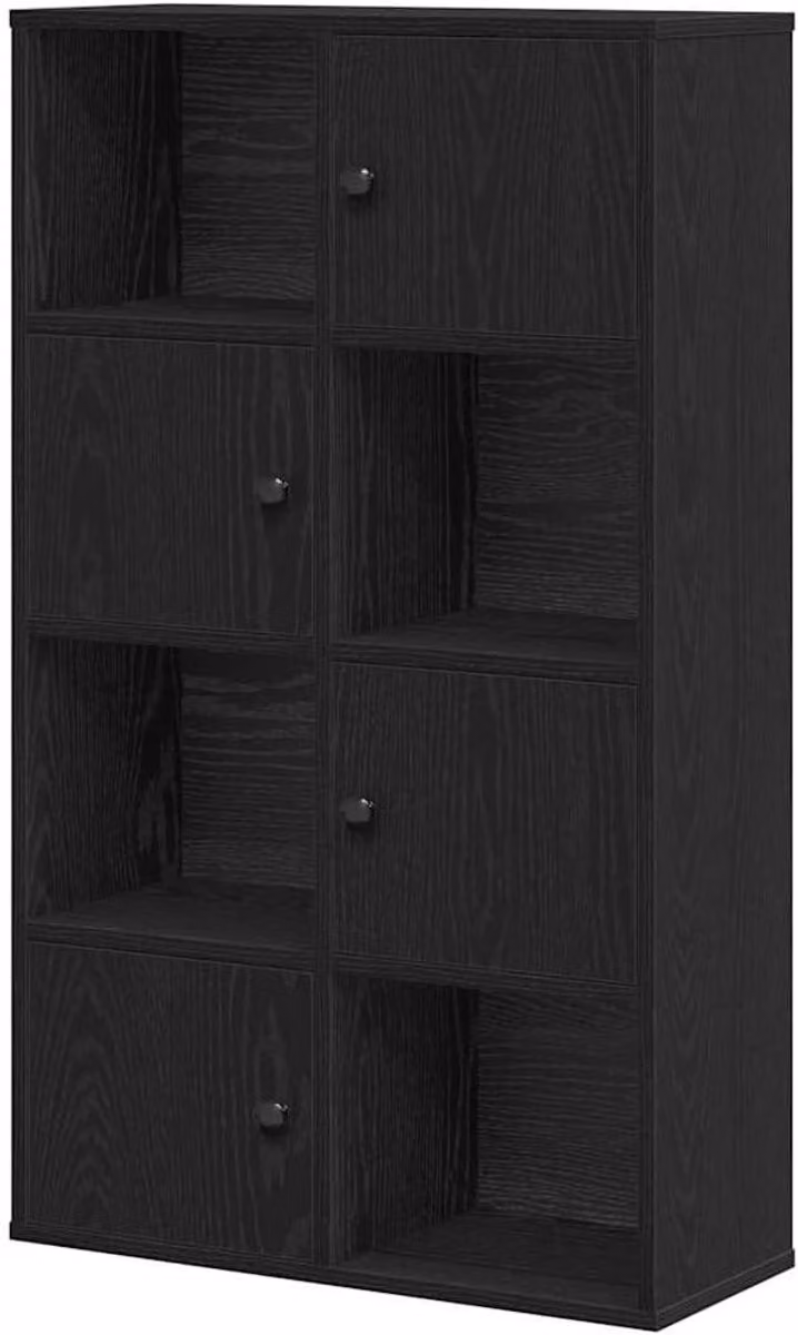 Boekenkast met deur en verwisselbaar deurscharnier, houten opbergkast voor de woonkamer, B: 60 cm, D: 24 cm, H: 1015 cm
