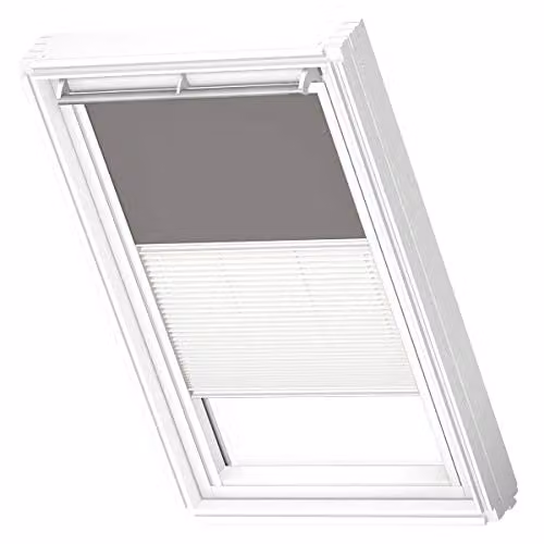 VELUX Verduisterend Rolgordijn Plus Plissé UK04 Grijs met Witte Geleiders