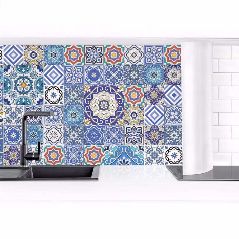 home24 Keukenachterwand Tegels Portugal Premium Blauw 200 x 60 cm