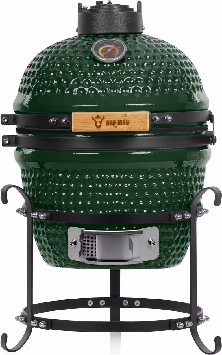 BBQ-Toro Kamado houtskoolgrill HAIIRO groen met grillrooster en thermometer, diameter: 32 cm