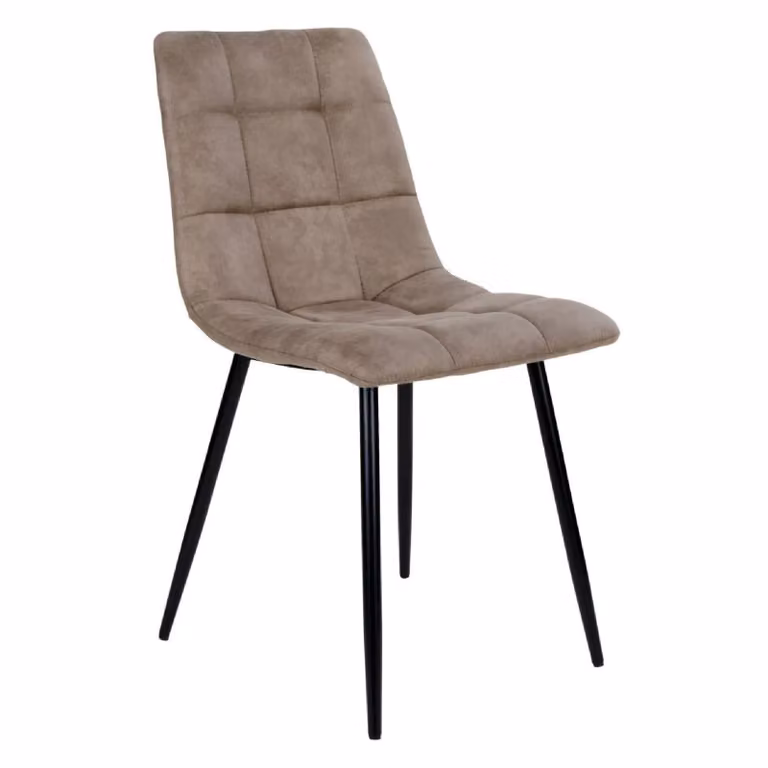 Set van 2 Nest of Nora Eetkamerstoelen Luka - Microfiber met zwarte stalen poten - Lichtbruin