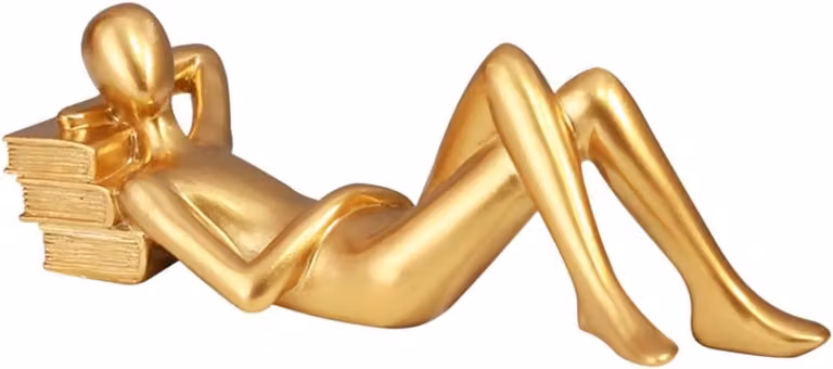 Abstract Beeld Lezer Decoratie Gouden - B/D/H: 18 x 7 x 6 cm