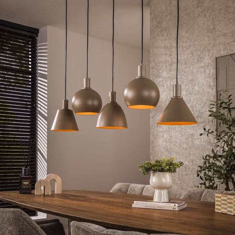 Lyora Zand hanglamp Metallo voor eettafel - 5x E27 - Aluminium