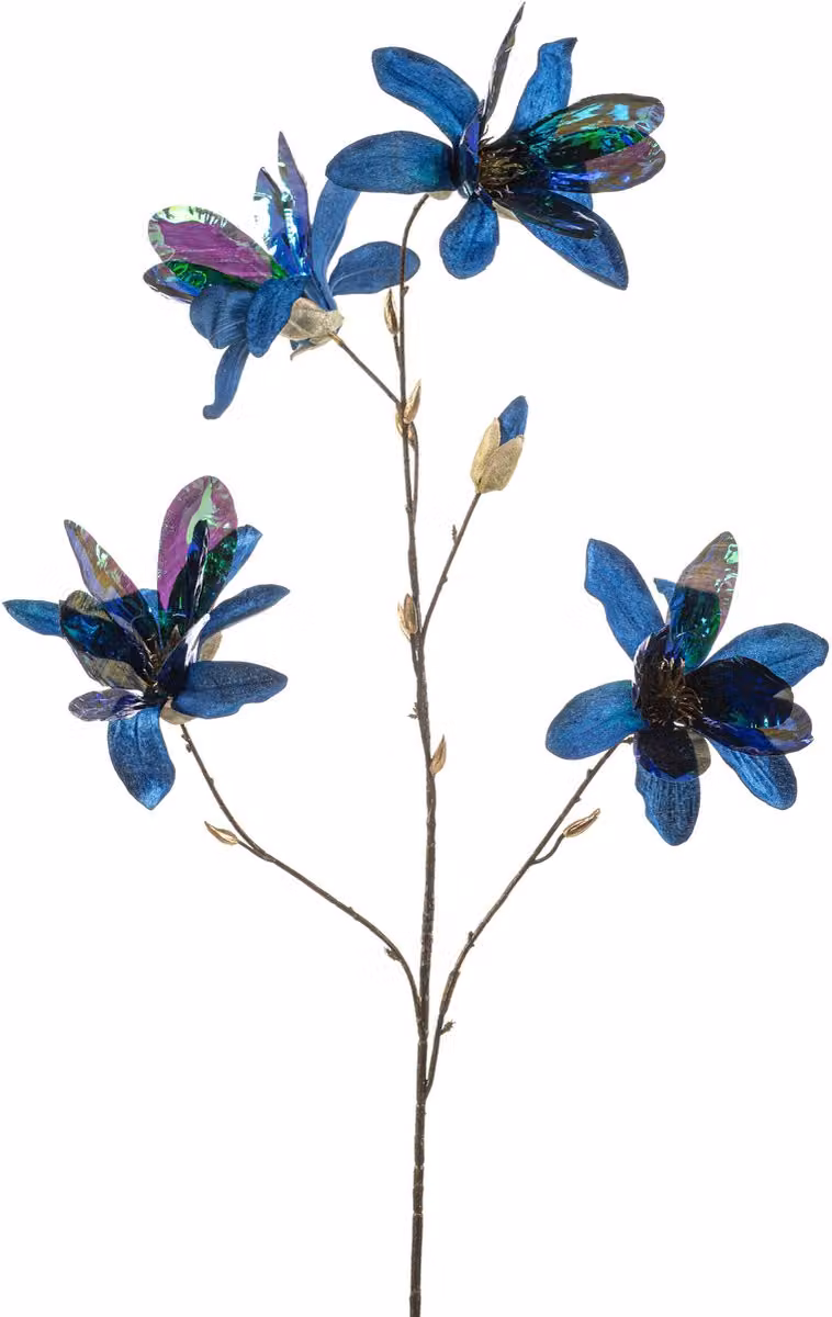 Emerald Kunstbloem Magnolia Glamour Blauw 120 cm - Kunstplant voor binnen