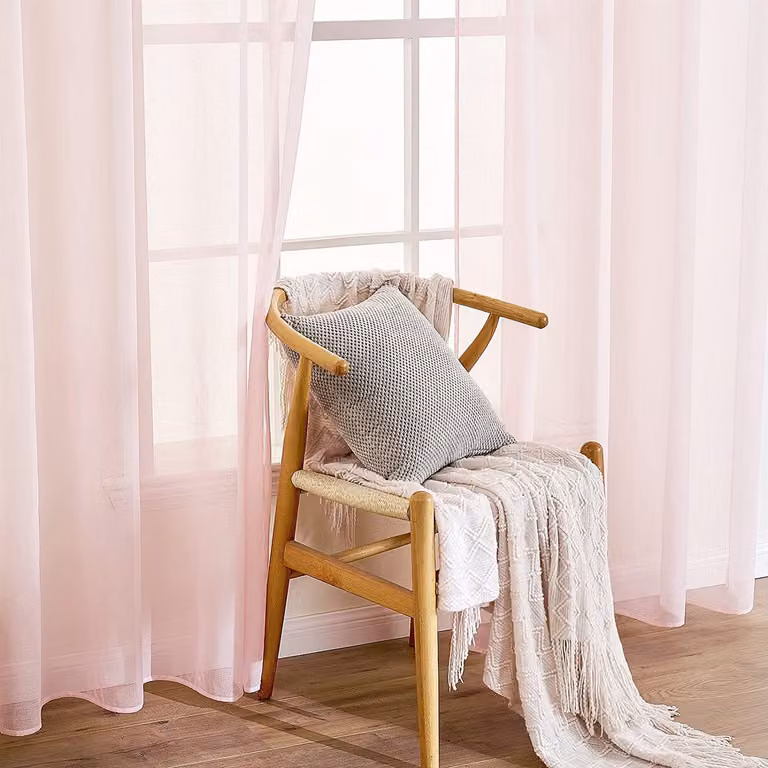 Premium Vitrage Voile voor de Woonkamer - Roze - Breedte: 140 cm, Hoogte: 215 cm