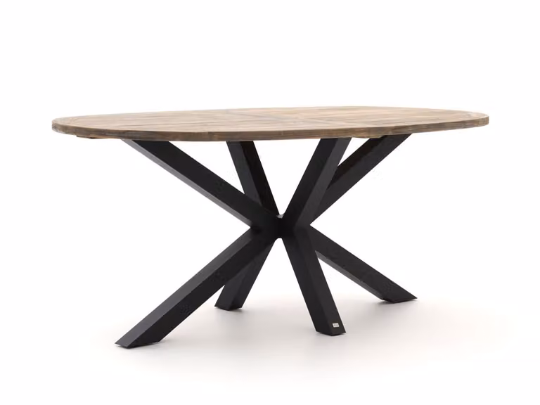 ROUGH Furniture Ovaal Teakhout Tuineettafel - Bruin/Grijs - Lengte: 240 cm