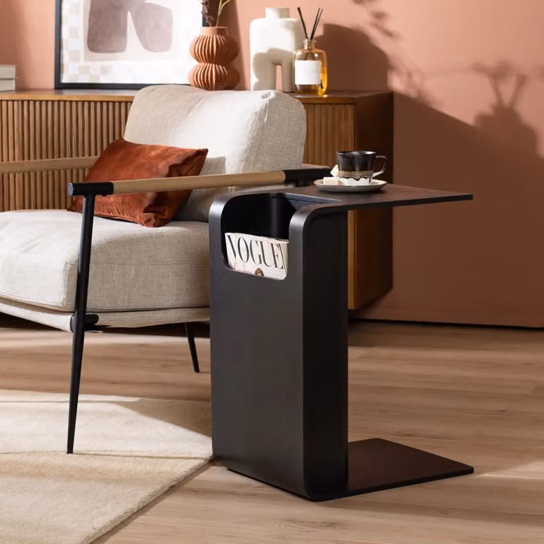 Bronx71 Scandinavische Isla bijzettafel en salontafel - Zwart - Eikenfineer