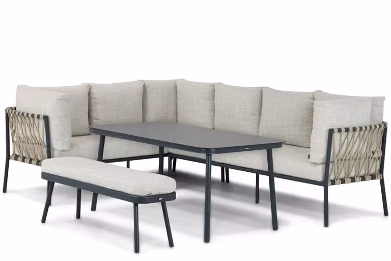 Lifestyle Garden Furniture Cordani 4-delige dining loungeset met aluminium en glas in grijs