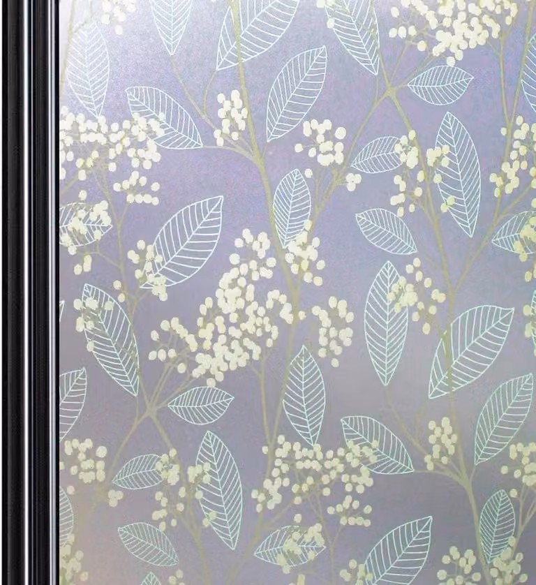 Decoratieve Raamfolie met Bloemenpatroon - Matte Glasfolie voor Privacy - Elektrostatisch Zelfklevend - B: 60 cm, H: 200 cm