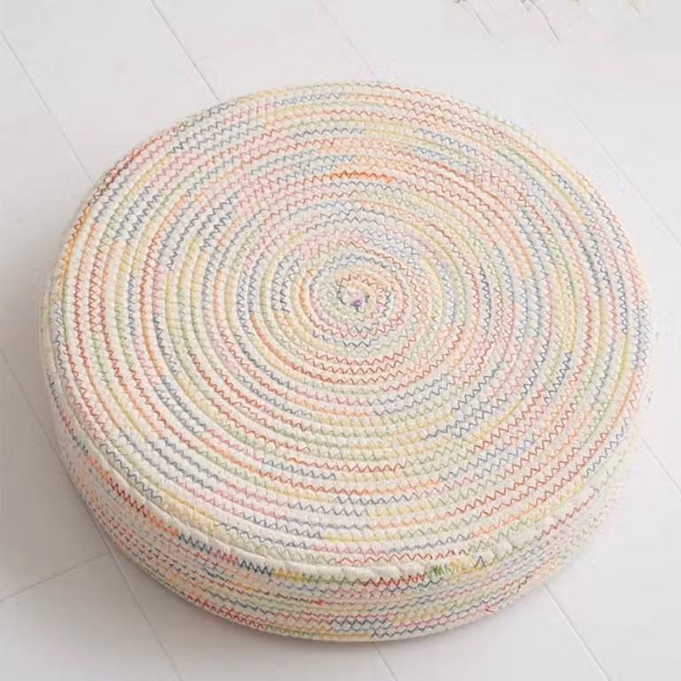Rond Vloerkussen Meditation Poef met Katoenvulling - Effen Kleur - B/D/H: 45 x 45 x 20 cm