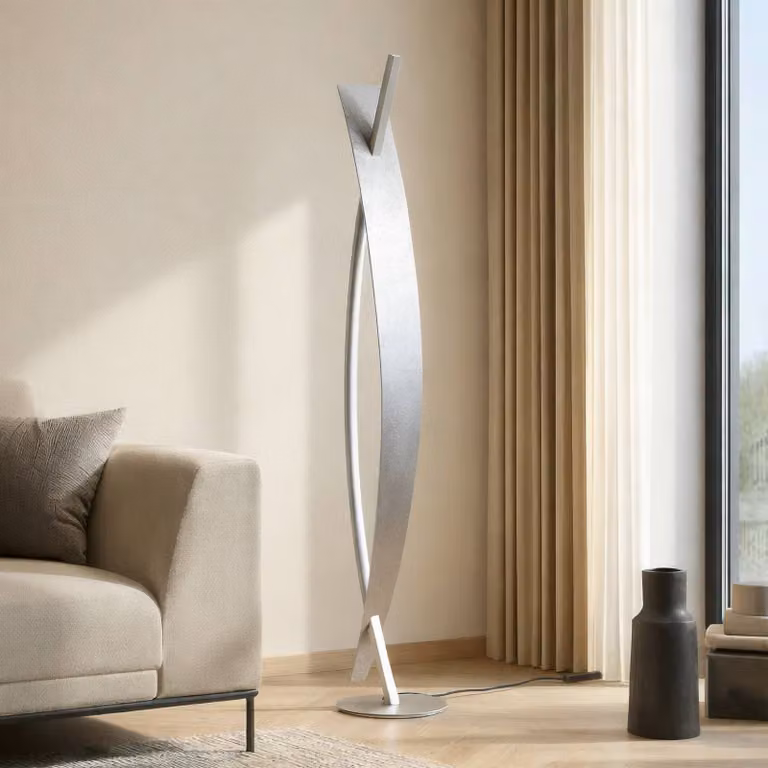 Lucande Marija LED-vloerlamp, zilver, modern, dimbaar