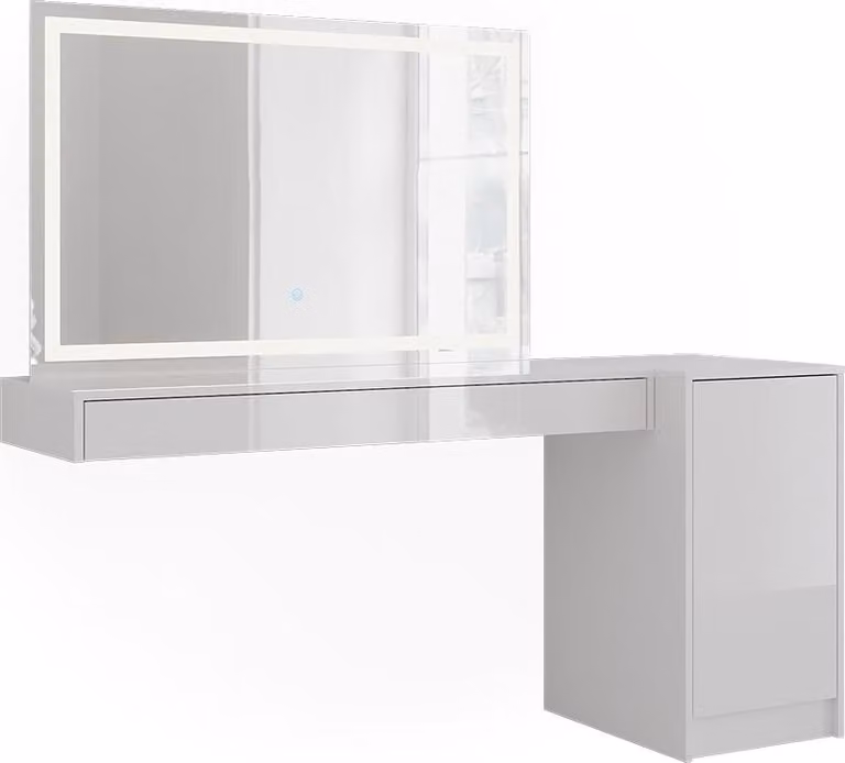 Vicco Sherry Kaptafel Wit met LED-spiegel en deurmodule, Breedte: 160.2 cm