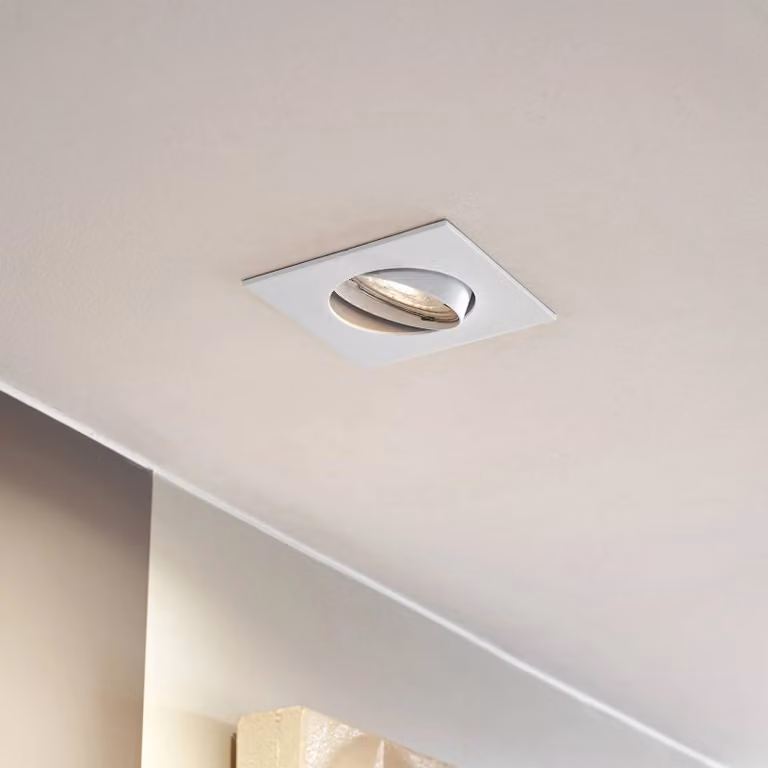 PRIOS Fibur inbouwlamp set van 10, wit, GU10, dimbaar, modern design voor woon- of eetkamer
