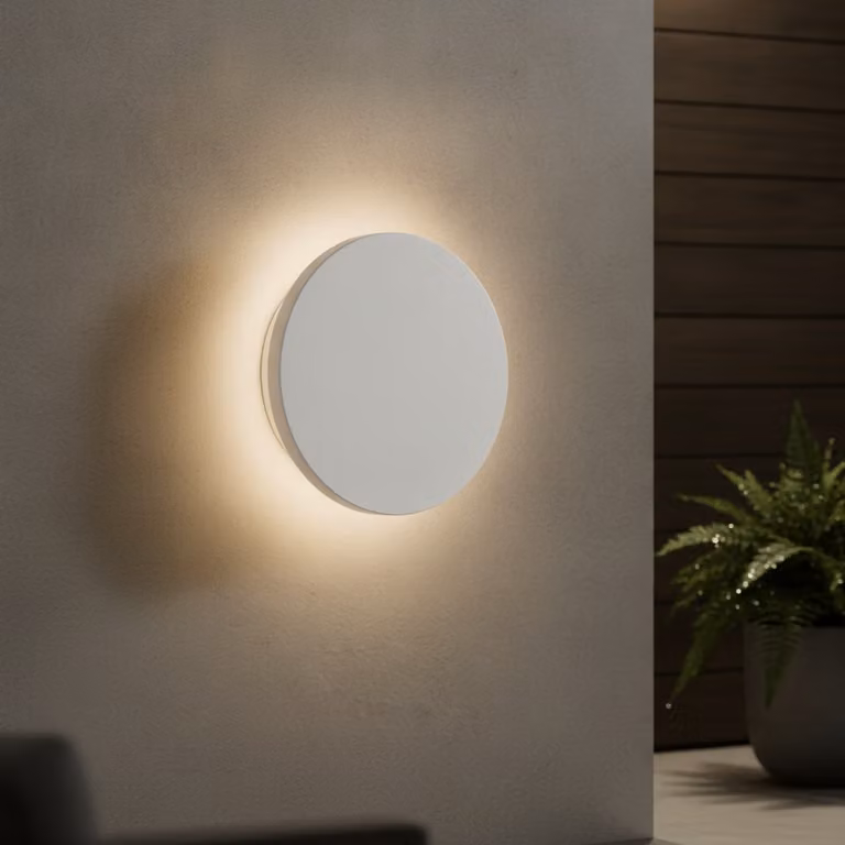 Lyora Witte LED-wandlamp voor in de tuin met up-and-down lichteffect en ronde vorm Ø 17 cm