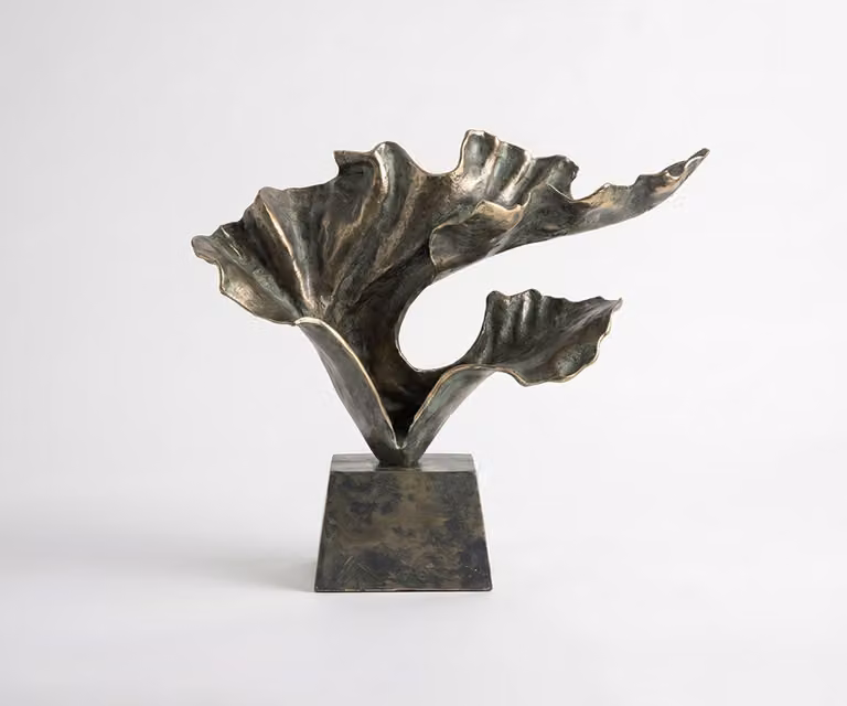 DELIFE Sculptuur Ginkara Handgemaakt Aluminium Verde Antico B60 x D18 x H57 cm